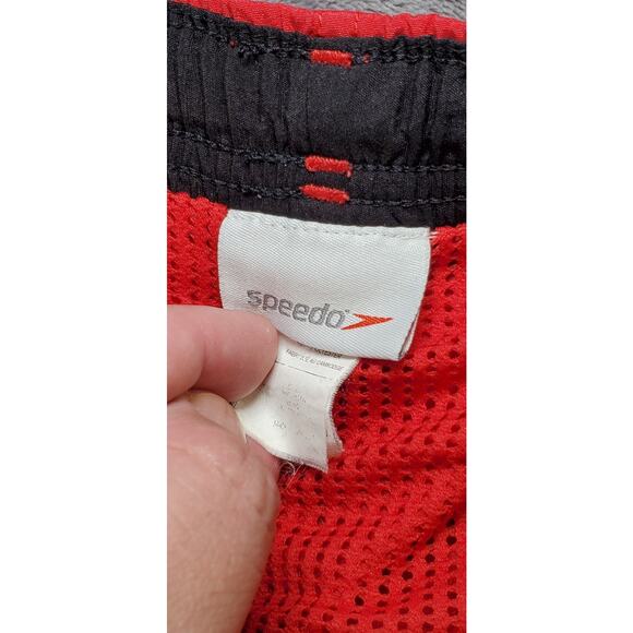 Vtg Speedo Sz XL Swim Trunks Men Red Nylon Lifeguard Shorts 90s Ca17-15 - Picture 4 of 7